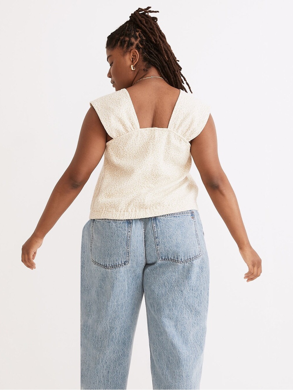 Madewell | Floral Jacquard Button-Front Top in Faded Seagrass | Size Medium - Picture 7 of 7